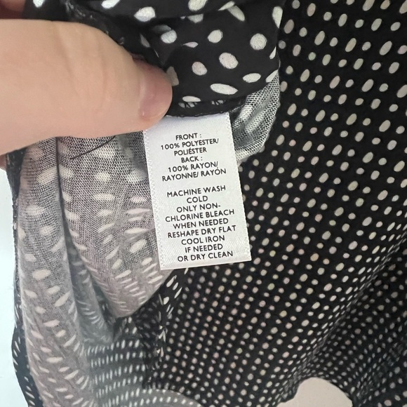 NWT Ann Taylor Navy White Polka Dot Tie Blouse - Picture 3 of 3